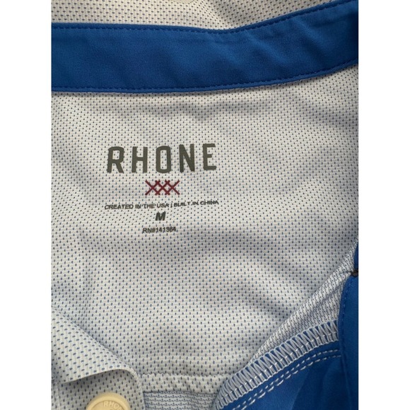 Rhone Polo Shirt Athletic Striped Golf Casual Short Sleeve Mens Size M - Picture 2 of 5